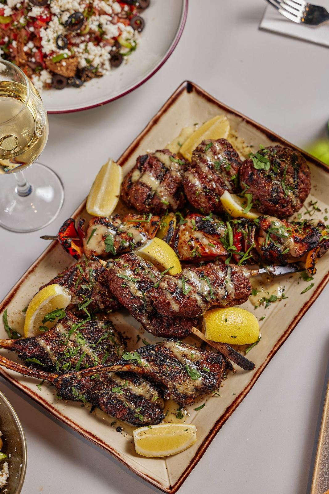 Charcoal grilled lamb skewers