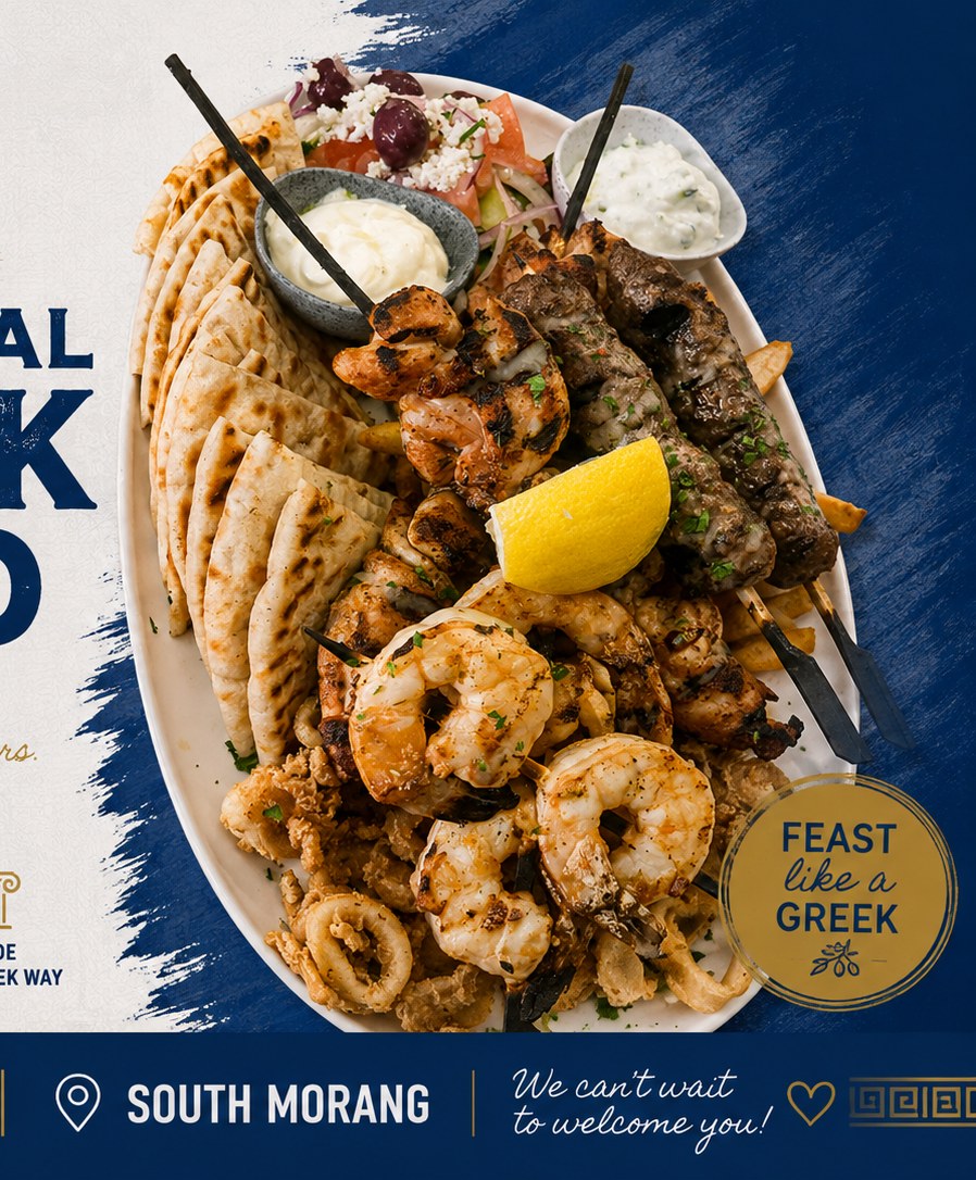 Seafood and meat platter at Yassas South Morang - authentic Greek restaurant Melbourne north
